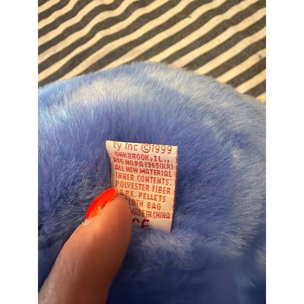 Ty Beanie Buddies Clubby II Blue Teddy Bear Plush Silver Ribbon 1999 Tylon Shell